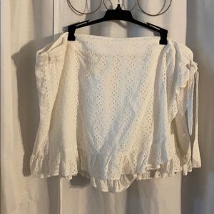 Eyelet Lace White Ruffled Plus Size Skort
